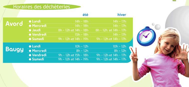 Horaires dechetterie